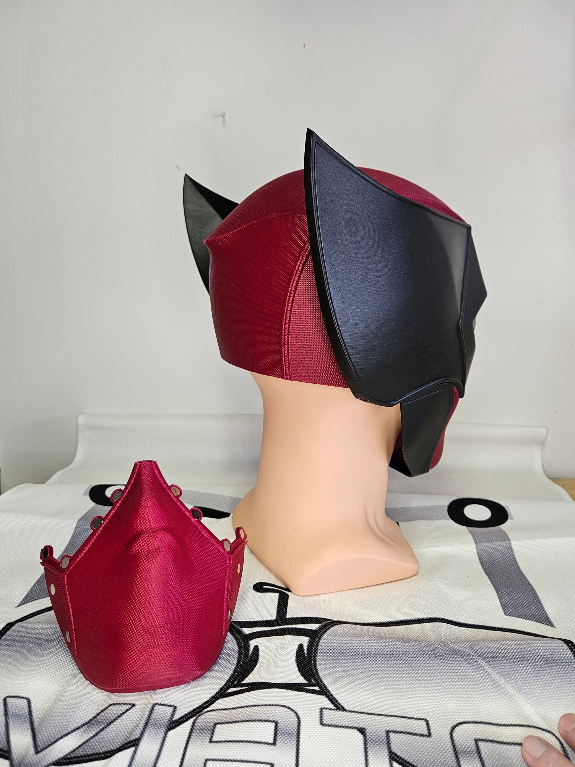 Deadpool and Wolverine mash up helmet. 3D Printed Poolverine cosplay prop by Aviator 3D Printing. Treat yourself or gift to a special person. Great for home office display, or to wear anytime. Get yours before the next Marvel Deadpool and Wolverine movie.
