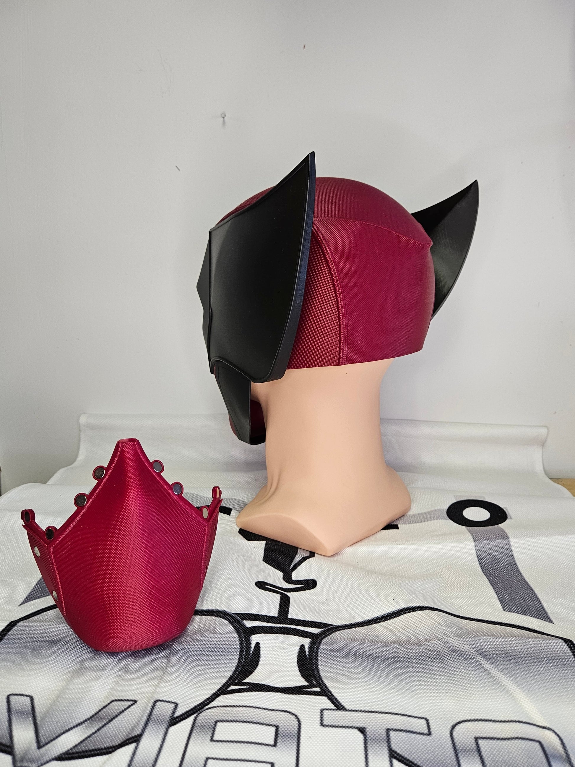Deadpool and Wolverine mash up helmet. 3D Printed Poolverine cosplay prop by Aviator 3D Printing. Treat yourself or gift to a special person. Great for home office display, or to wear anytime. Get yours before the next Marvel Deadpool and Wolverine movie.