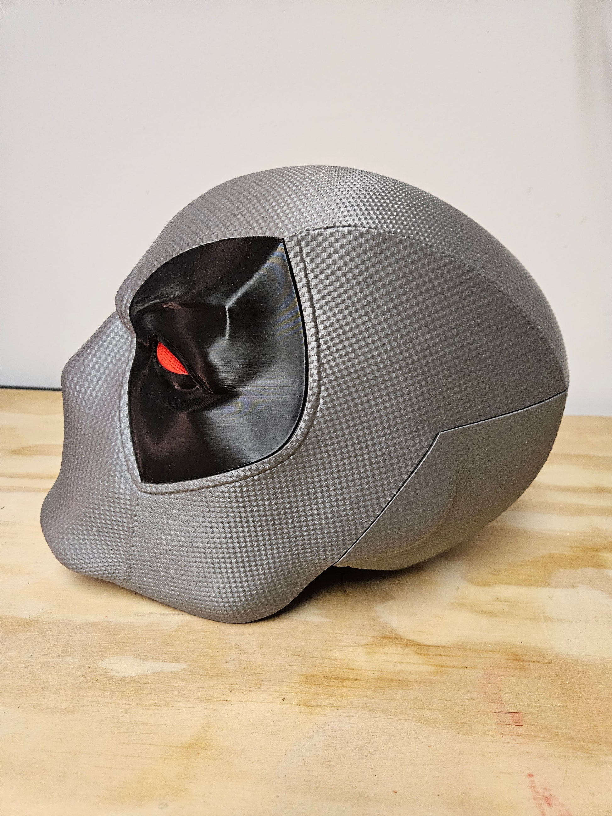 X-Force style Deadpool Marvel movie helmet for cosplay or display. Treat yourself or give as a gift for a special person. By Aviator 3D Printing.