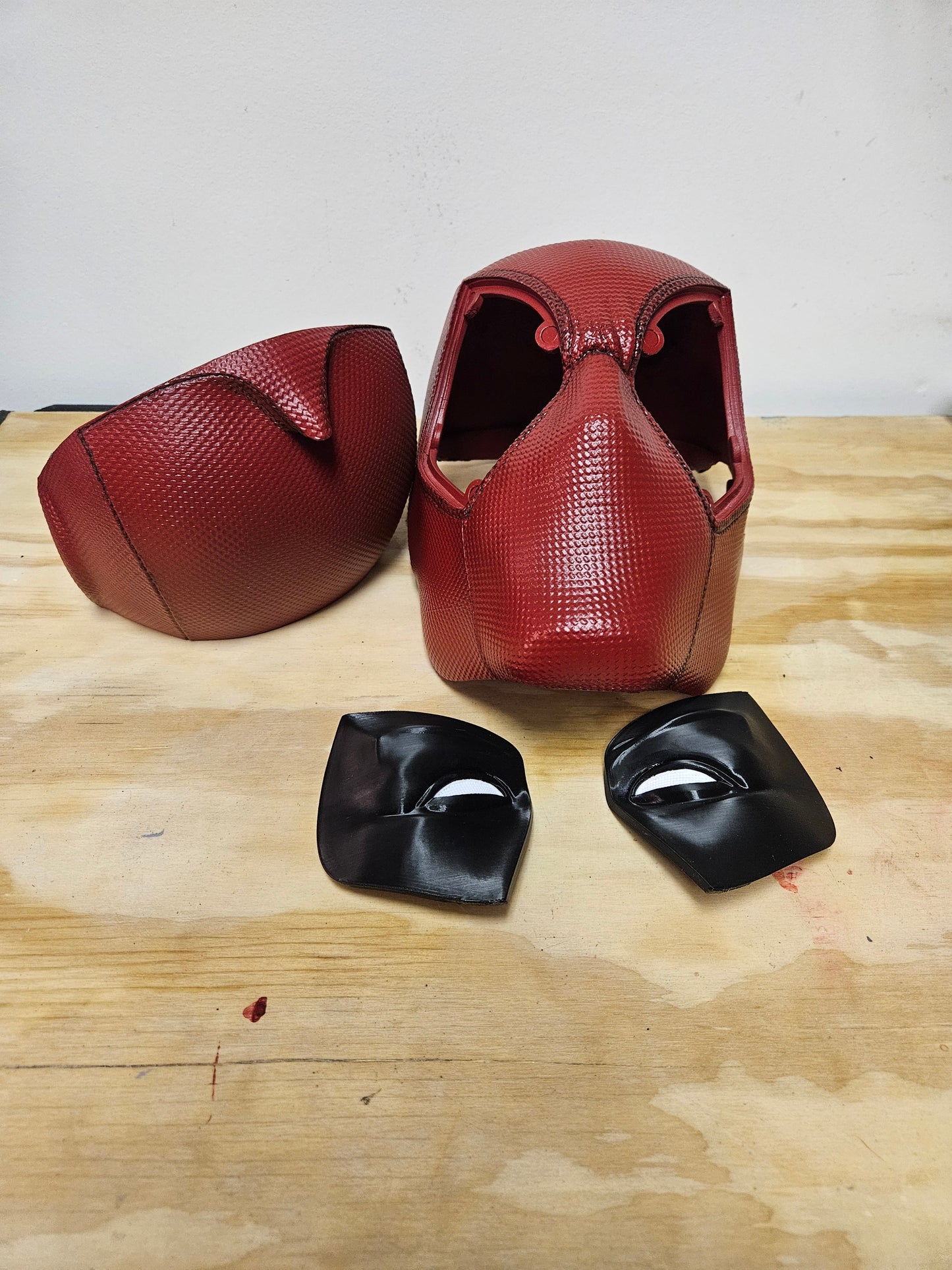 Classic red Deadpool  Marvel movie 3D Printed helmet for cosplay or display by Aviator 3D Printing LTD.