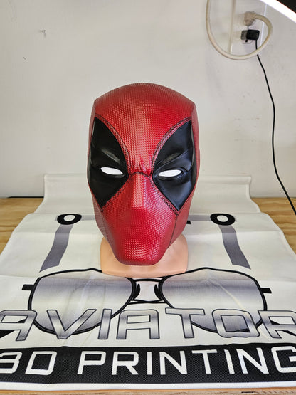 Classic red Deadpool  Marvel movie 3D Printed helmet for cosplay or display by Aviator 3D Printing LTD.