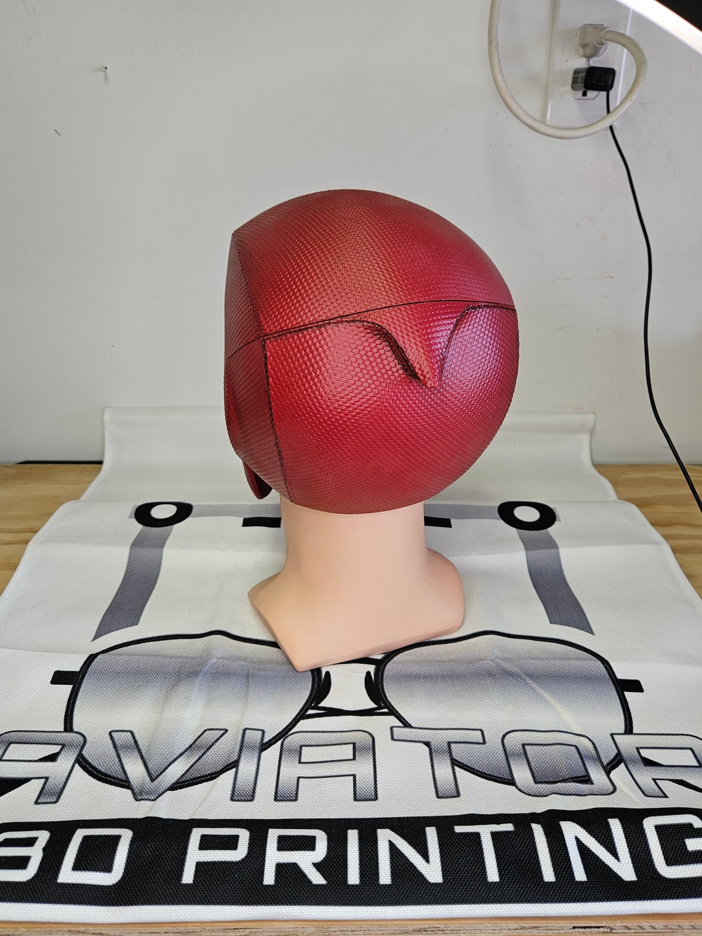 Classic red Deadpool  Marvel movie 3D Printed helmet for cosplay or display by Aviator 3D Printing LTD.