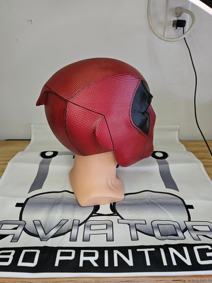 Classic red Deadpool  Marvel movie 3D Printed helmet for cosplay or display by Aviator 3D Printing LTD.