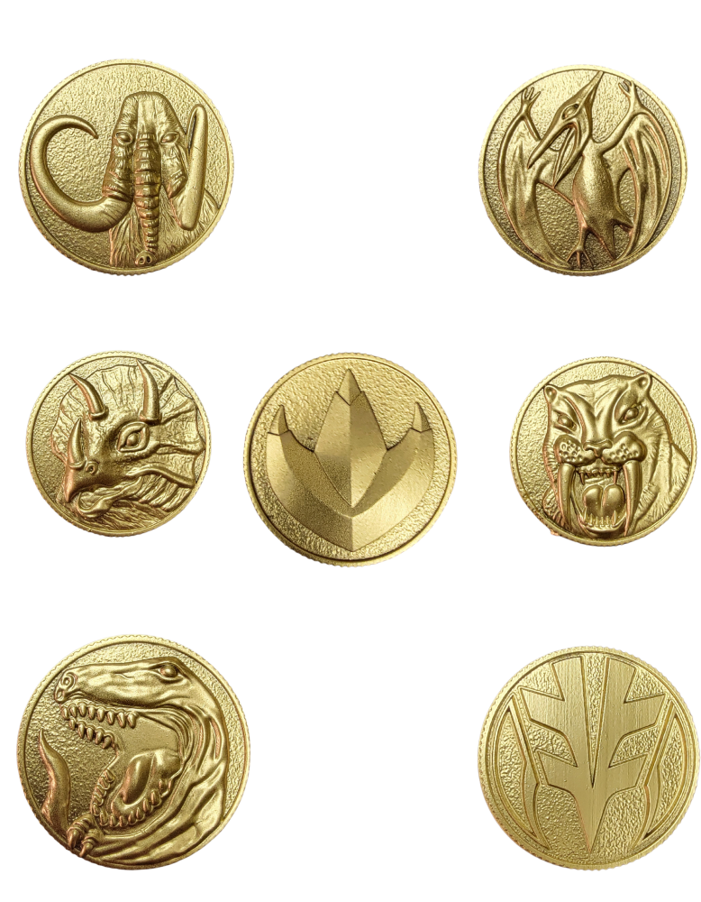 all 7 gold Dino ranger coins