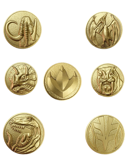 all 7 gold Dino ranger coins